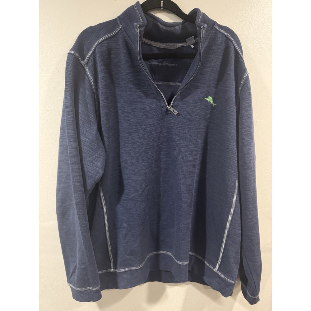 Tommy Bahama Tobago Bay Half Zip Men's XL Island Navy Sweatshirt Preppy